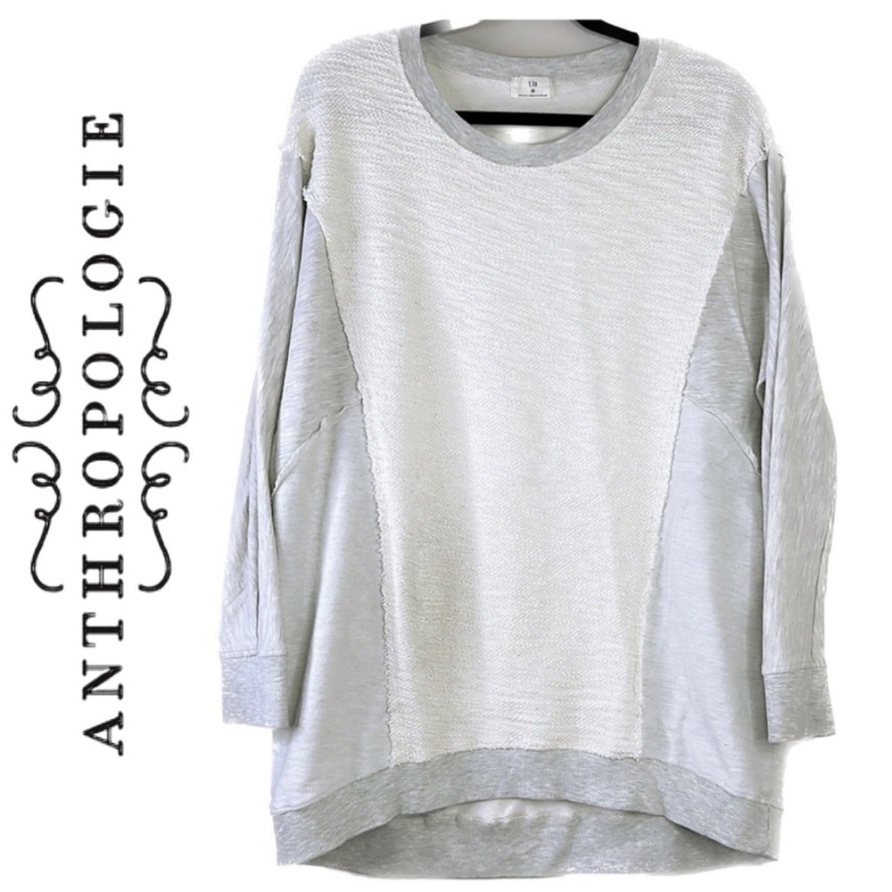 Anthropologie T LA Oversized Slouchy Patchwork Tunic Long Sleeve‎ Sweatshirt Top
